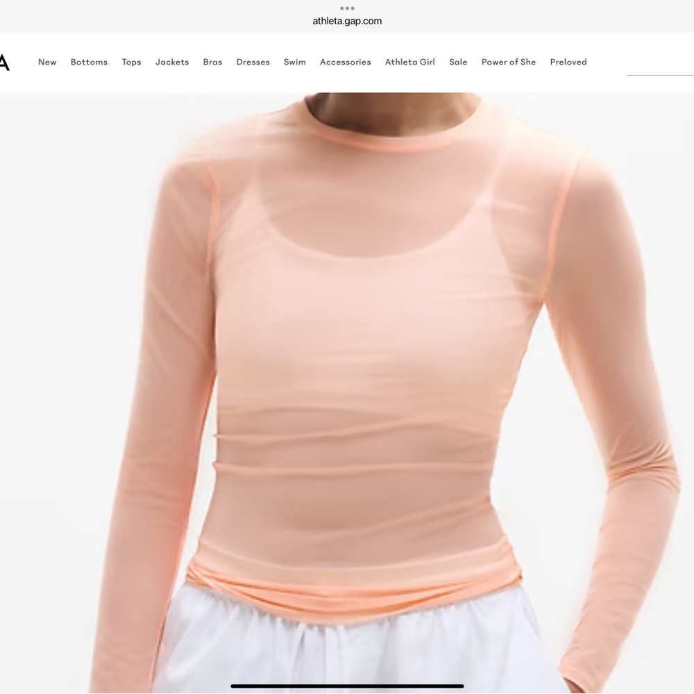 Athleta Women's Light Peach Long Sleeve Bodysuit